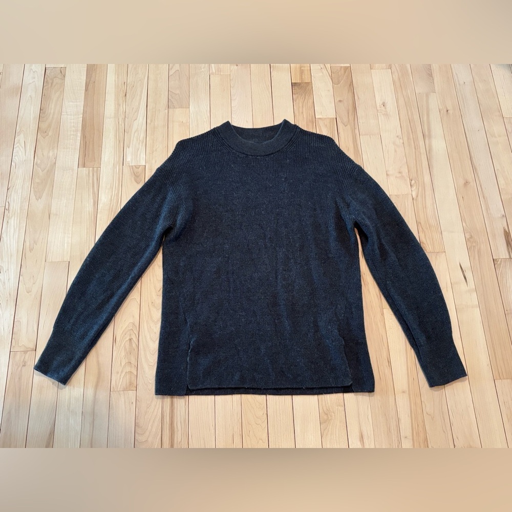 Lululemon Merino Wool-Blend Ribbed Crewneck Sweater Heathered Black Size 6 - Picture 5 of 9